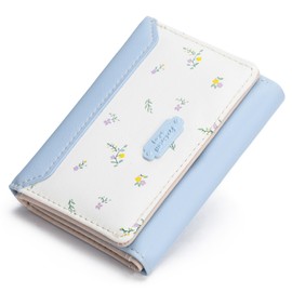 GAEKEAO Small Wallet Women Vegan Leather Girls Cute Wallets Ladies Mini Trifold Card Holder Floral Pattern with ID Window Purse