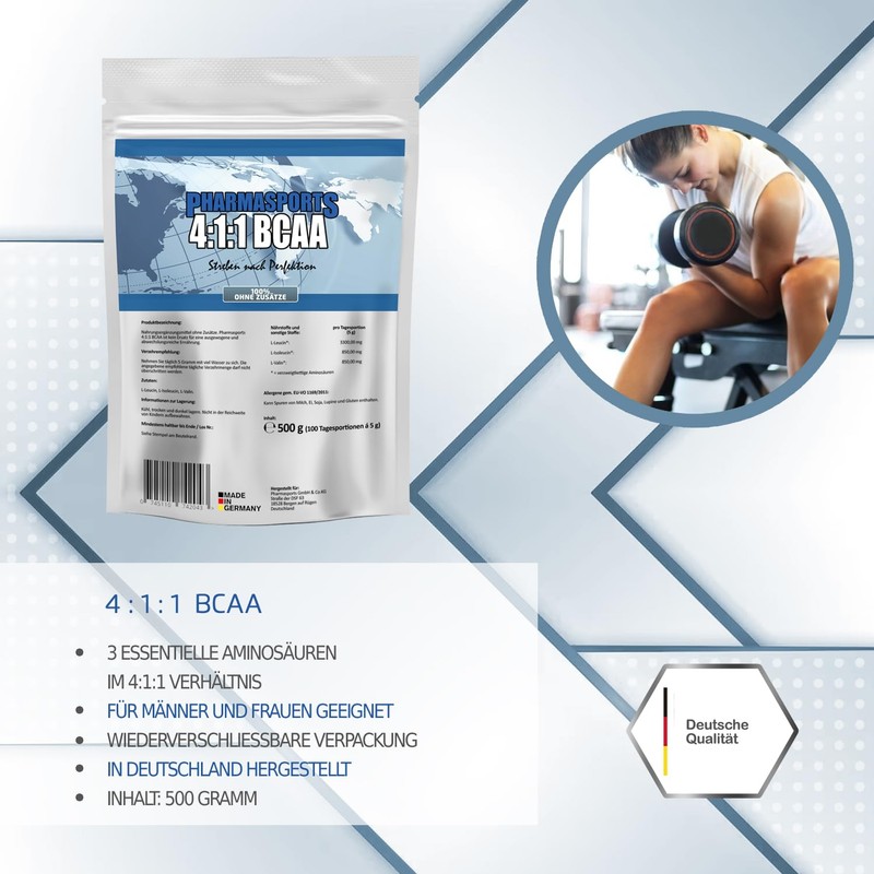 Pharmasports BCAA 4:1:1 Powder - 500 g 100% Essential Amino