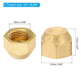 PATIKIL 3/8" Brass Flare Cap, 4pcs 5/8-18UNF Female Thread SAE Flare Fitting 45 Degree Hex Pipe Fittings for Air Conditioner Refrigeration, Concave Top