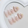 Gold Press on Nails Medium Almond Fake Nails 3D Seashell