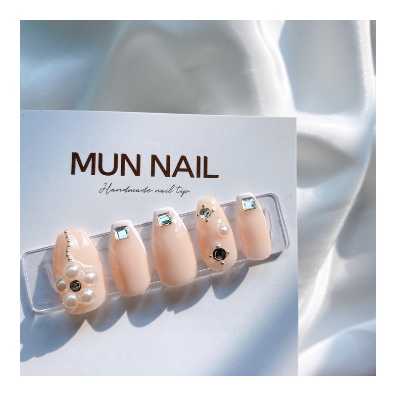 MunNail Pearl Flower Nail Tips - Mediaval / MunNail 진주꽃
