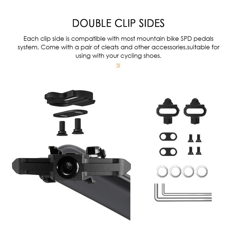 Double-sided Clip Pedals MTB Pedals Cycle Pedals with Cleats Replacement