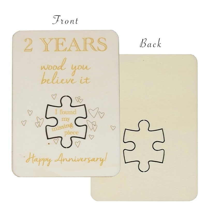Wooden Anniversary Card with Jigsaw Puzzle Piece "I found my