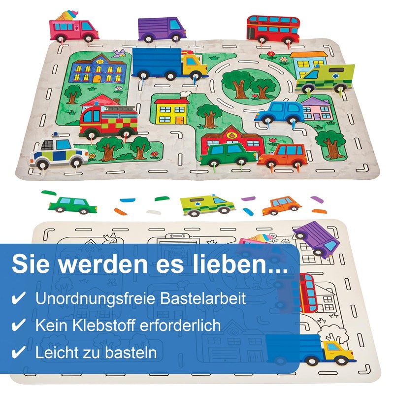 Baker Ross FN073 Colouring and Sticking Transport Cards - 3