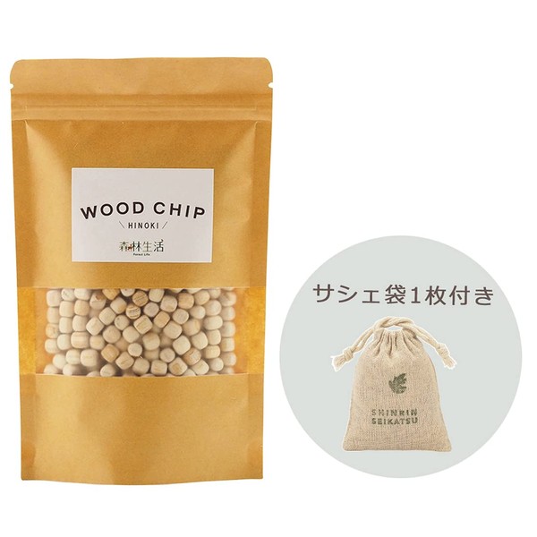 Woodland Life Wood Chip (WOOD CHIP) Hinoki [With 1 Sachet Bag] 6.8 fl oz (200 ml), Aroma, Interior Decoration, Dehumidifier, Gardening, etc. (Hinoki)