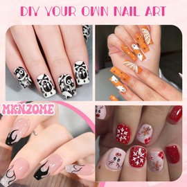 MKNZOME 12 Color Nail Art Pens Set, 0.5 MM Nail Polish Pens Dotting Drawing Painting Point Liner Painted Pen Kit, Waterproof and Quick-drying Nail for DIY Nails Art Design Manicure Tools