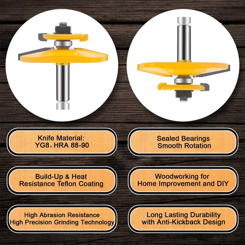 OLETBE 3 PCS Router Bit Set, 1/2-Inch Shank Round Over