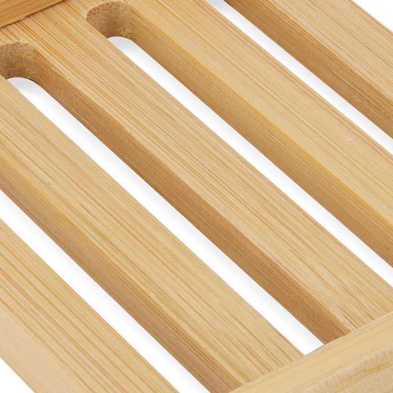 JAPCHET 6 Pack Rectangle Bamboo Soap Dish, Natural Wooden Bamboo