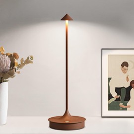 JICAI Cordless Table Lamp Rechargeable, Battery Operated Desk Lamp, 4000mAh LED Touch Lamp, Dimmable Portable Outdoor Waterproof Wireless Table Light for Restaurants/Bars/Outdoor(1PC, Brown)