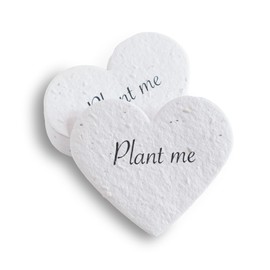 BLOOMING 25 x 2.5" Plant Me Heart Paper Sown 300gsm White Biodegradable Wildflower Seeds