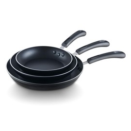Cook N Home Nonstick Saute Skillet Fry Pan 3-Piece Set, 8 inch/9.5-Inch/11-inch, Black