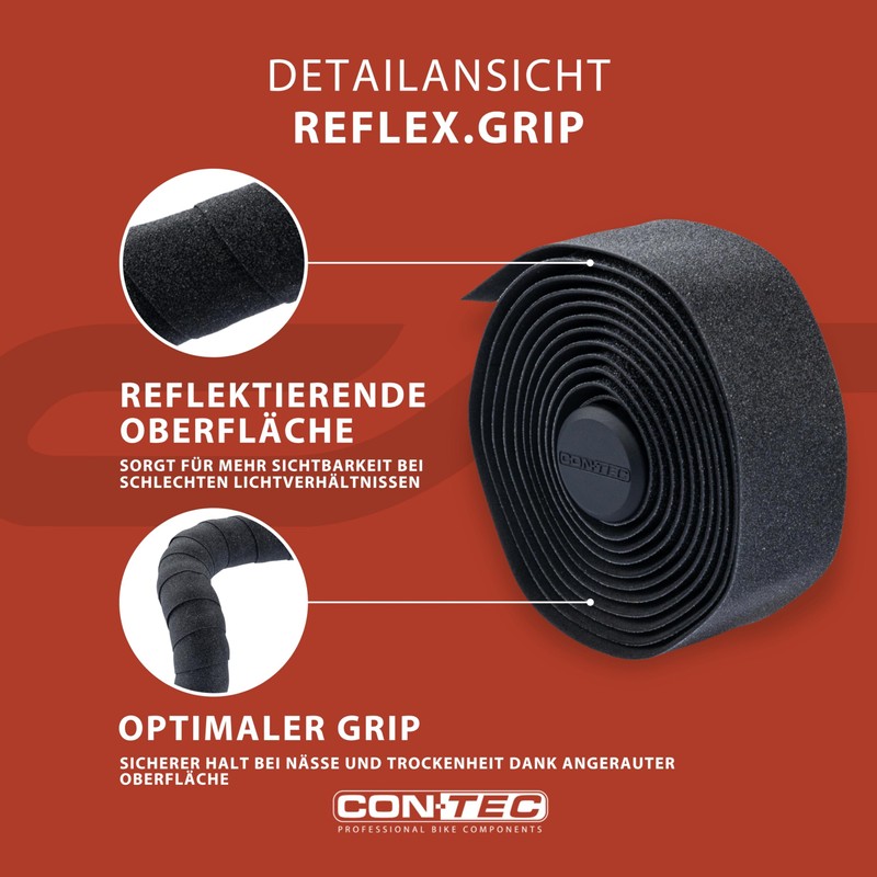 CONTEC CT 03199996 Handlebar Tape Reflex Grip Black 200 mm
