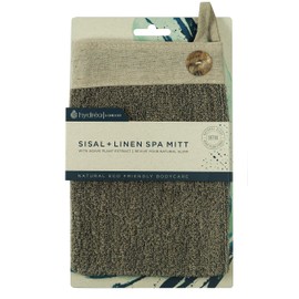 Hydrea London Natural Charcoal Sisal & Linen Exfoliating Square Wash Mitt BEMT09