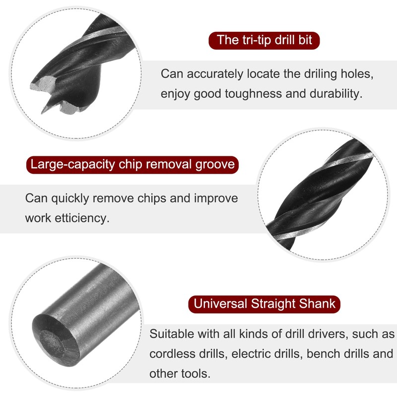 sourcing map 2pcs Brad Point Drill Bits 8.5mm(21/64") Dia Straight