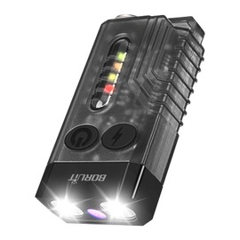 BORUIT V10 Small Powerful Flashlight with 365nm UV Black Light - Super Bright, USB C Rechargeable Led Keychain Flash Light with Cob Side Light, Magnet