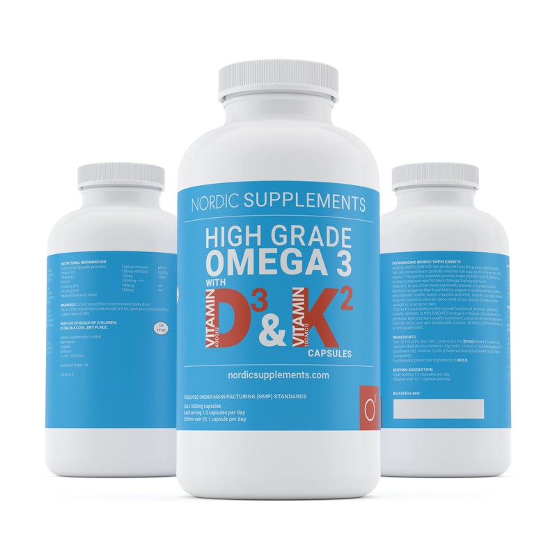 Nordic Supplements Omega 3 Fish Oil 1000mg with Vitamin D