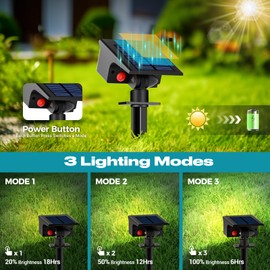 kolpop 1 Stück 77 LEDs Solar Gartenleuchten für Außen, 3000K Warmweiß Baumbeleuchtung, IP65 Wasserdicht, 3 Modi, 800LM Solar Strahler, Dusk to Dawn Solarlampen für Hof Weg Outdoor Pflanzen