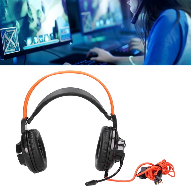 Gaming Headset Adjustable Lightweight Game Headphones with Microphone Volume Control