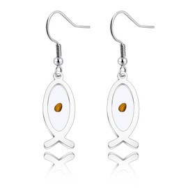 Mustard Seed Earrings Necklace Fish Pendant Earrings Religious Jewelry Inspirational Gift Faith Gift for Women Girls Birthday Gifts (Mustard Seed Ear S)