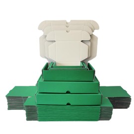 Ucanpack White-Green Mailer Box 50 Pcs, Made In USA- 3mm Boxes For Small Business, 6x3x3" Storage Case, Mailing Carton For Shipping, Literature Mailer