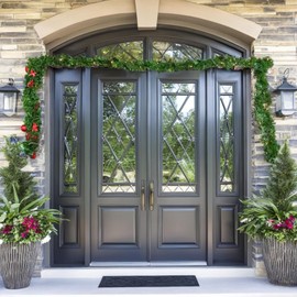 Garland Hangers for Front Door - Adjustable Fits 32"-67" Width Doors, Metal Heavy-Duty Christmas Garland Door Holder for Wreaths, Lights & More, Easy Installation (Black, 32" - 40")