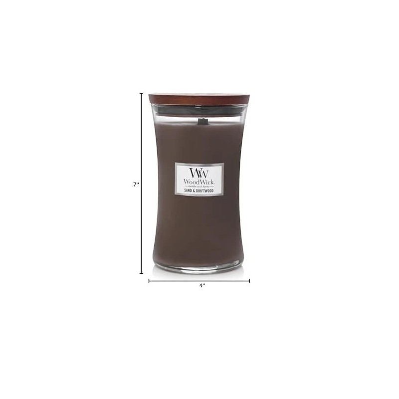 WoodWick Large Hourglass Driftwood Candle 22 Oz Natural Wooden Wick