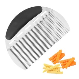 Large Crinkle Cutter French Fry Cutter, Stainless Steel Wavy Slicer Crinkle Cutting Chopping Tools with Handle for Carrot Vegetable (Large Size)