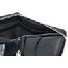 FLW Women's Black Metal Zip-Around Genuine Leather Wallet