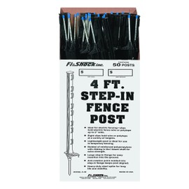 Zareba A-48B 4-Inch Step-In Fence Post - Electric Fence System Post - 50 Posts, Black | Fi-Shock