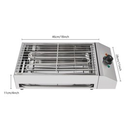 HAPPCUCOE 1800W Commercial Electric Grill Smokeless Grill Adjustable Temperature,Stainless Steel BBQ Cooking Griddle for Families,Barbecue Stores,Restaurants,110V