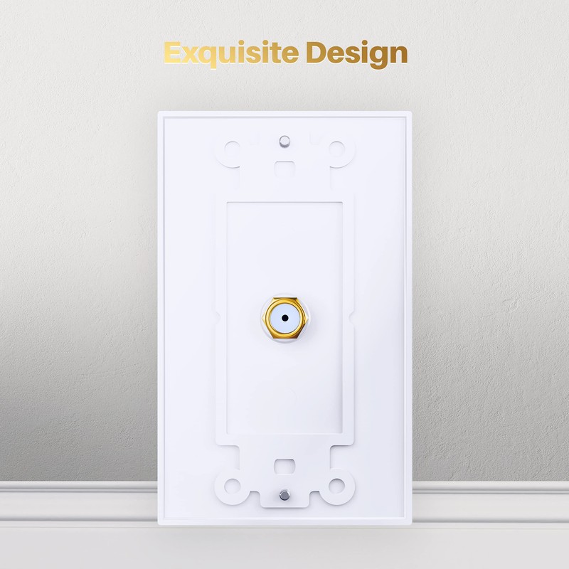 GearIT 4-Pack Coax/Coaxial F-Type Wall Plate, Single Gang for TV