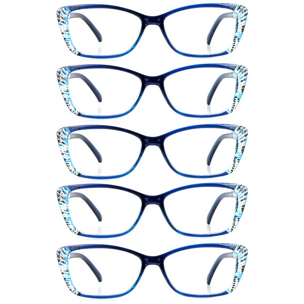 LifeArt 5 Pairs Reading Glasses, Blue Light Blocking Glasses, Computer