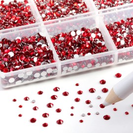 Beadsland 7200pcs pedrede de imitación plana, mezclado 6 tallas con Kit de lápiz de cera, SS3-SS10, Siam