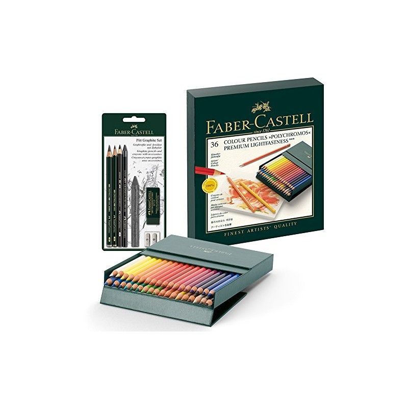 Faber-Castell 110092 Coloured Pencils, Polychromos, Pack of 36, Studio Box