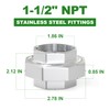 TAISHER 1PCS 304 Stainless Steel Union，1-1/2" NPT Female Cast Pipe