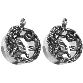 So Scene Stainless Steel Medusa double saddle Ear Plugs Gauges Sold in Pairs (25mm-1inch)
