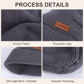 Winter Hats for Women,Thermal Ladies Winter Hats Wooly Hats Women with Brim,Slouchy Warm Beanie Hats for Women Womens Hats and Caps (Dark Grey)