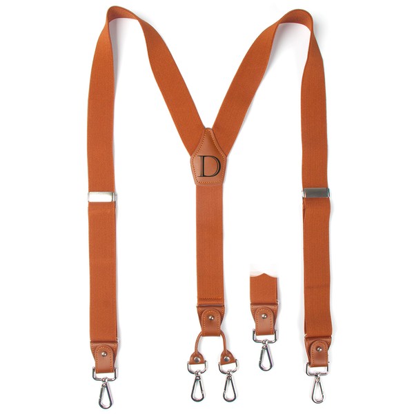 PROPHET CLUE PC Brown Initial Suspenders for Men Wedding Dress
