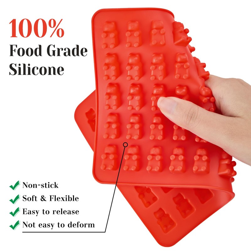 5 Pcs Mini Gummy Candy Molds with 2 Dropper, Silicone
