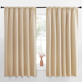NICETOWN Room Darkening Curtains for Bedroom - Triple Weave Home Decoration Thermal Insulated Solid Drapes for Kitchen (Biscotti Beige, Set of 2 Panels, 70 x 63 Inch)