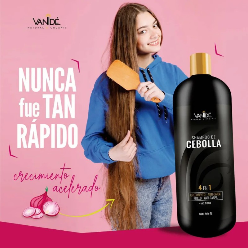 Shampoo Con Cebolla Para Crecimiento Del Cabello Vanidé