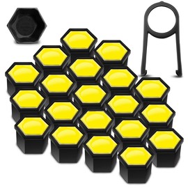 Biomar Labs Set of 20pcs Car Wheel Nut Caps Bolt Cover 19mm Universal with Removal Tool Yellow Gloss LC 4