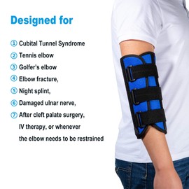 Sylong Elbow Brace, Night Splint Support for Cubital Tunnel Syndromean, Ulnar Nerve, Stabilizer Brace for Fix Elbow, Prevent Excessive Bending at night, Fits Left and Right Arms,Women, Men (S/M)