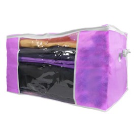 Bolsa Organizadora Caja De Almacenamiento Slim Company De Tela Para Guardar Ropa Colchas Edredones Mantas Color Rosa