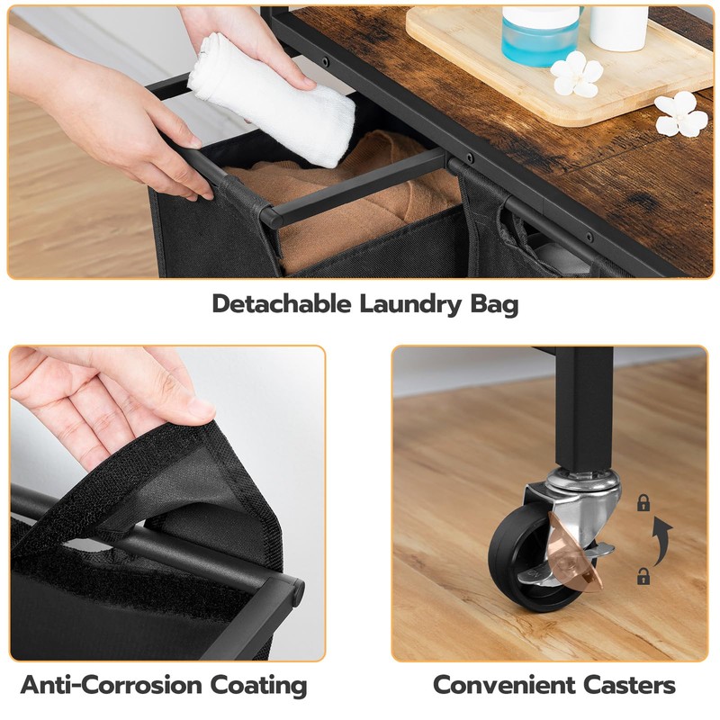 HOOBRO Laundry Sorter 3 Section, Laundry Hamper with Wheels, 3