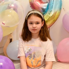 TIOSRU 6Pcs Glitter Girls Headbands Sparkly Rainbow Headbands for Girl Women Bling Cute Hairband Non Slip Colorful Girls Hair Accessories for Party Back to School Birthday