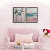 2Pcs Pink Beach Canvas Wall Art, Peach Palm Tree Canvas