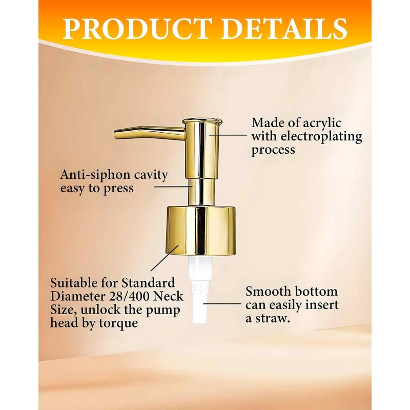 DAWZMR 6 Pack Gold Soap Dispenser Pump, Top Replacement for