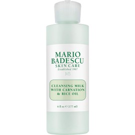 Mario Badescu Leche limpiadora con clavel, aceite de arroz y vitamina E – Limpiador desmaquillante líquido sin enjuague con fórmula lechosa para el cuidado de la piel y una experiencia de limpieza suave, 177 ml
