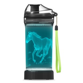 Kids Water Bottle, Horse-themed Light-Up Sport Cup with 3D Glowing LED Horse Light – 14 OZ Tritan BPA-Free - Camping, and Holidays (Horse)